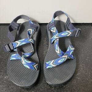 Chaco Blue Peacock Print sandals